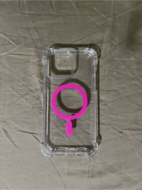 Clear Phone Case with Pink MagSafe Ring for Iphone 13 Pro Max